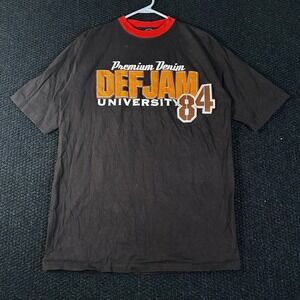 Vintage Def Jam University 84 Brown Graphic T Shirt Men's Size M Short Sleeve